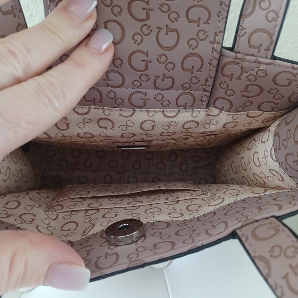 GUESS 90s Monogram Mini Tote Dusty Pink NWOT Vintage Y2K - Picture 10 of 11